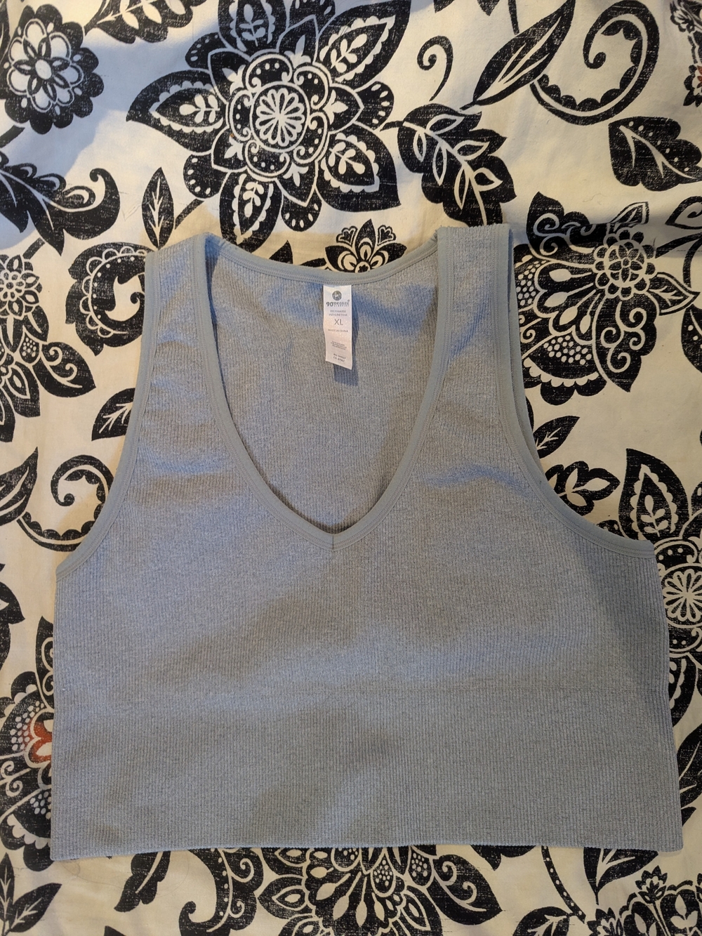 90 Degree by Reflex Sport Bra Ribbed Tank Top in Gray XL